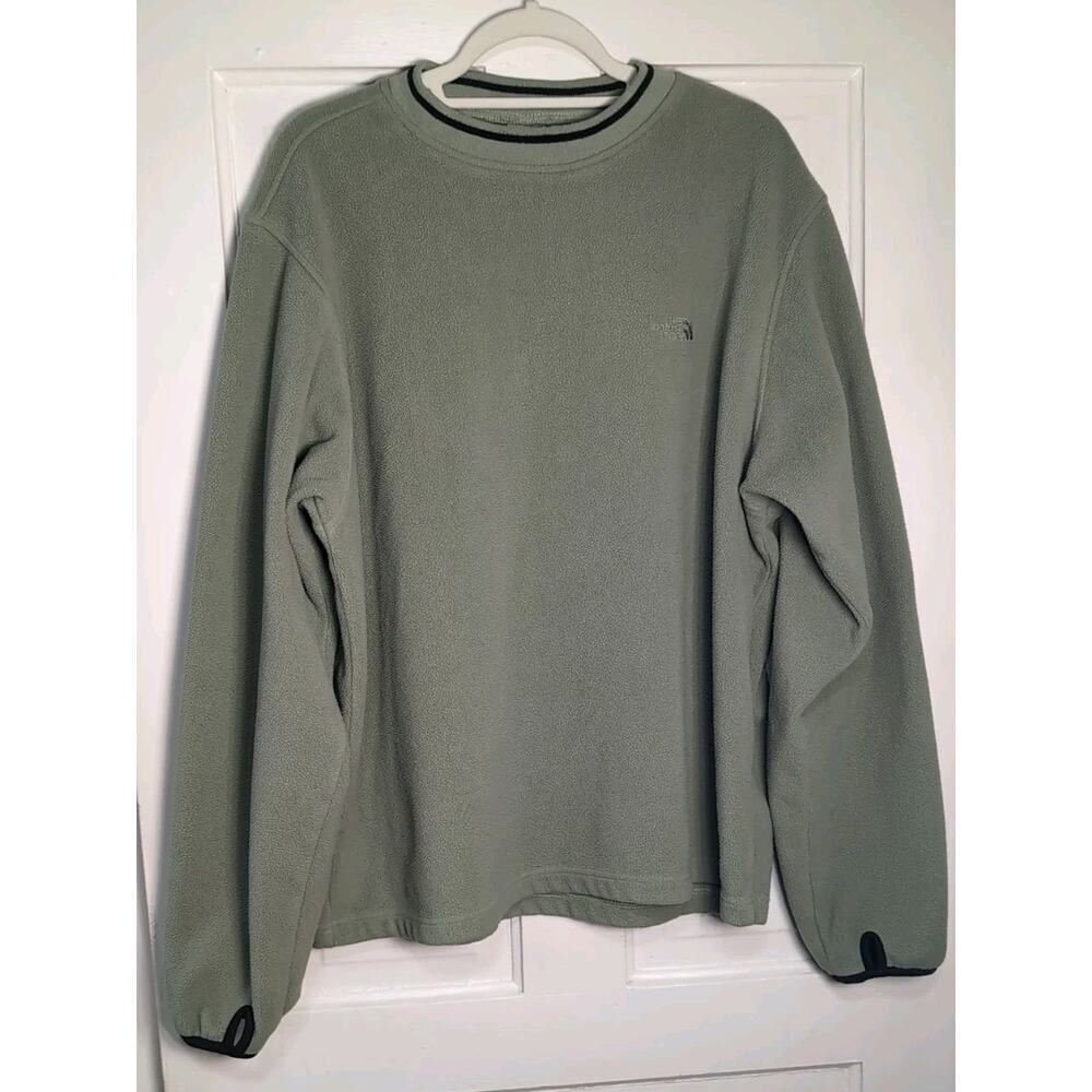 VTG The North Face Fleece Sweater Men's L Green Crew Neck Sport Outdoor(991)